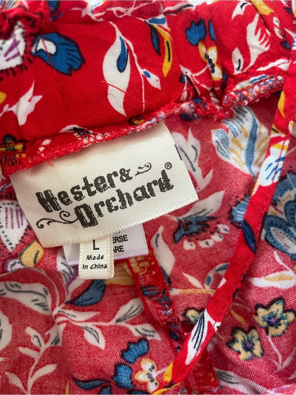 Hester & Orchard Floral Shorts Set Boho Tassel Women’s Large Red Summer 2 Piece - Picture 4 of 8